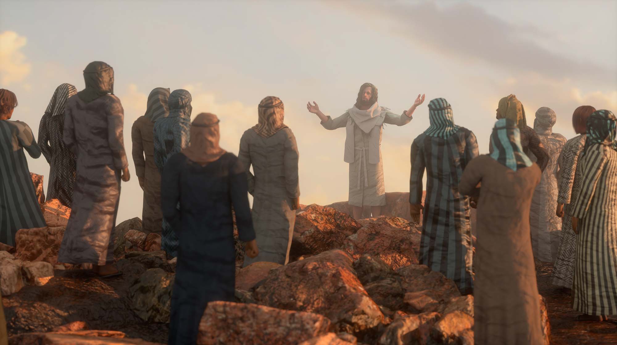 An illustration of Jesus preaching to the disciples.